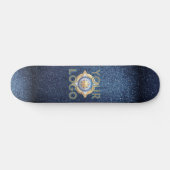 Custom Beruflich Navy Blue Glitzern Office Skateboard (Horizontal)