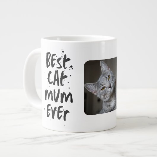Custom Best cat Mama Ever Modern Cat Foto Jumbo-Tasse (Vorderseite Links)