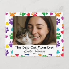 Custom Best Cat Mom Ever Photo Postcard Feiertagspostkarte