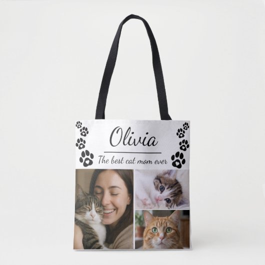 Custom Best Cat Mom Photo Collage Tote Bag  Tasche (Vorderseite)