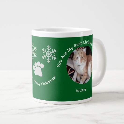 Custom Best Christmas Gift Cat Photo Specialty Mug Jumbo-Tasse (Vorderseite Rechts)