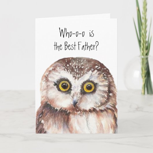 Custom Best Father Niedlich Owl Spaß Karte (Vorderseite)