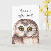 Custom Best Friend Cute Owl Humor Karte (Gelbe Blume)