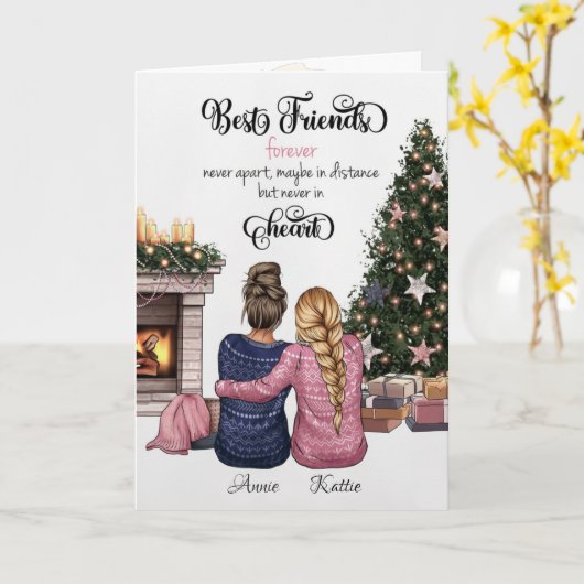 Custom Best Friend Portrait Weihnachten Karte (Gelbe Blume)