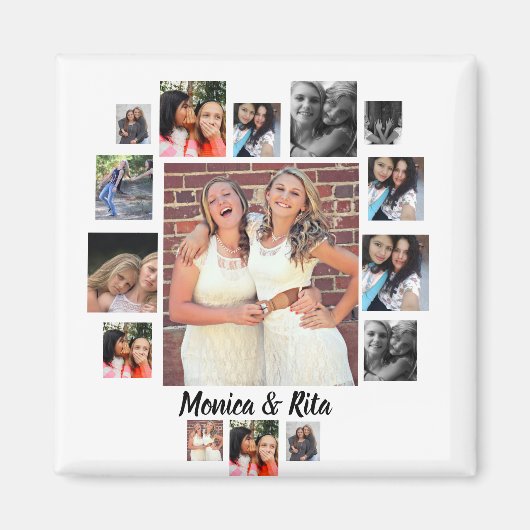 Custom Best Friends 15 Foto Collage Magnet (Vorne)