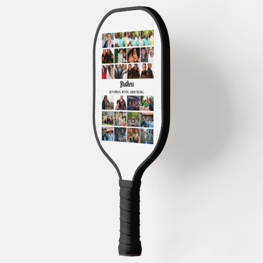 Custom Best Friends Forever Brothers Foto Collage Pickleball Schläger (Links)