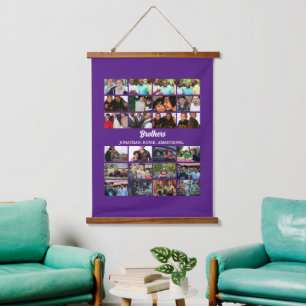 Custom Best Friends Forever Brothers Foto Collage Wandteppich Mit Holzrahmen
