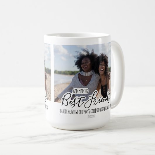 Custom Best Friends Foto Trendy Friendship Kaffeetasse (VorderseiteRechts)