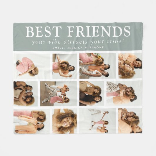 Custom Best Friends Gaben Modernes Foto Grid Fleecedecke (Vorderseite (Horizontal))