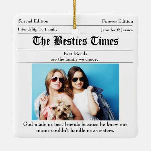 Custom Best Friends Newspaper 2 Foto Keramikornament (Rückseite)
