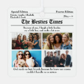 Custom Best Friends Newspaper Collage Ornament Aus Metall (Rückseite)