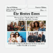 Custom Best Friends Newspaper Collage Ornament Aus Metall (Vorderseite)
