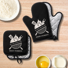 Custom Best Grill Master Vater Vatertag Ofenhandschuh & Topflappen-Set