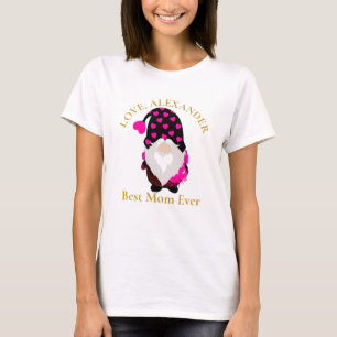 Custom Best Mama je Gnome Black Pink Herz T-Shi T-Shirt