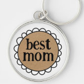 Custom BEST MAMA Scalloping Edge Schlüsselanhänger (Vorne)