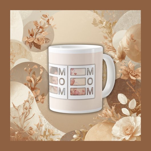 Custom best Mom 3 Photo Grid Birthday Keepsake Jumbo-Tasse