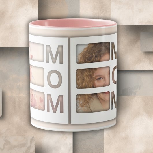 Custom best Mom 3 Photo Grid Birthday Keepsake Tasse