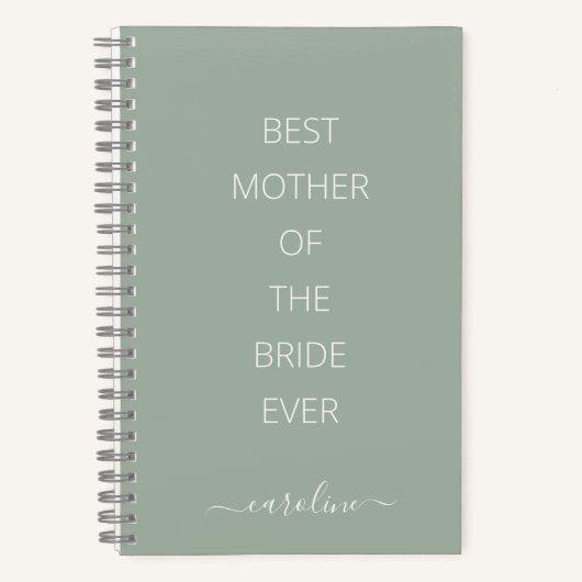 Custom Best Mother of the Bride Modern Dusty Sage Notizblock (Vorderseite)