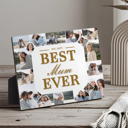 Custom Best Mum Ever Family Photo Collage Keepsake Fotoplatte