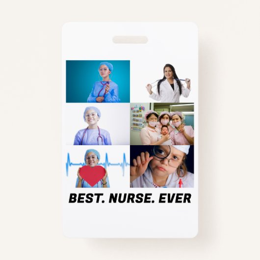 Custom Best Nurse je 6 Foto Collage Ausweis (Vorderseite)