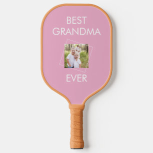 Custom Best Oma je Großkind Foto Rosa Pickleball Schläger