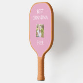 Custom Best Oma je Großkind Foto Rosa Pickleball Schläger (Links)