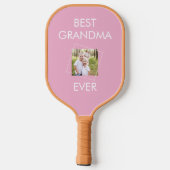 Custom Best Oma je Großkind Foto Rosa Pickleball Schläger (Rückseite)