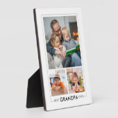 Custom Best Opa je 3 Foto Collage Weiß Fotoplatte (Seite)