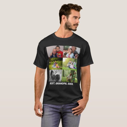 Custom Best Opa je 6 Foto Collage T-Shirt (Vorne ganz)