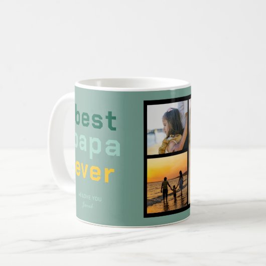 Custom Best Papa Framework with Heartfelt Message Kaffeetasse (Vorderseite Links)