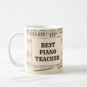Custom Best Piano Teacher Vintag Sheet Music Kaffeetasse (Links)