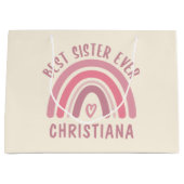 Custom Best Sister je Niedlich Rainbow Sister Gesc Große Geschenktüte (Vorderseite)
