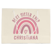 Custom Best Sister je Niedlich Rainbow Sister Gesc Große Geschenktüte (Rückseite)