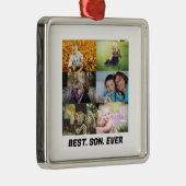Custom Best Son Ever 6 Foto Collage Ornament Aus Metall (Rechts)
