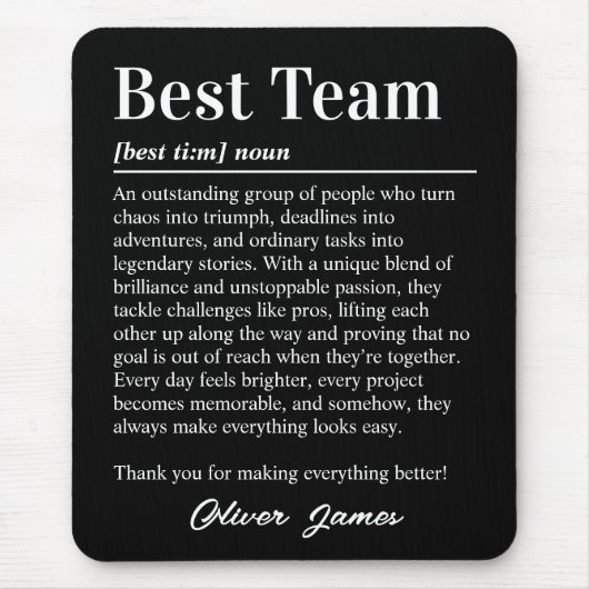 Custom Best Team Definition Employee Appreciation Mousepad (Vorne)