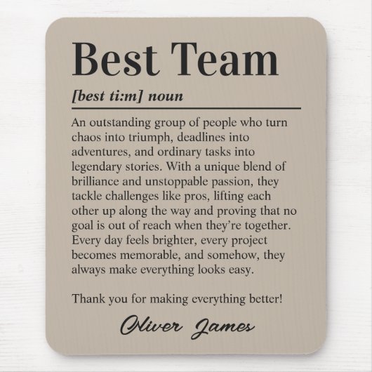 Custom Best Team Definition Teamwork Mousepad (Vorne)