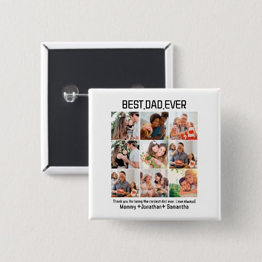 Custom Best Vater je Vatertag 9 FotoCollage Button (Vorne & Hinten)