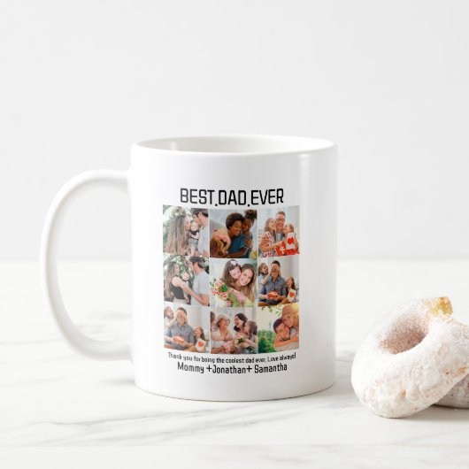 Custom Best Vater je Vatertag 9 FotoCollage Kaffeetasse (Mit Donut)