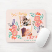 Custom BESTE FREUNDIN 2 Foto Coral Pink Wasserfarb Mousepad (Mit Mouse)