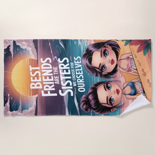 Custom BESTE FREUNDIN Best Friends Chibi BESTE FRE Strandtuch (Vorderseite)