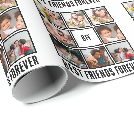 Custom BESTE FREUNDIN Best Friends Forever 8 Foto Geschenkpapier (Rolleneckpunkt)