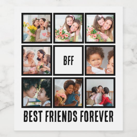 Custom BESTE FREUNDIN Best Friends Forever 8 Foto Weinetikett (Einzelnes Label)