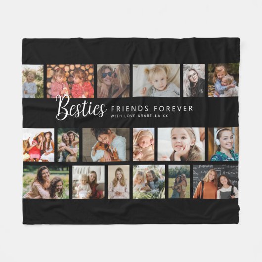 Custom Besties 18 Photo Collage Fleecedecke (Vorderseite (Horizontal))
