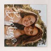 Custom Besties BESTE FREUNDIN Modernes Script Foto Puzzle (Horizontal)