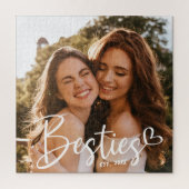 Custom Besties BESTE FREUNDIN Modernes Script Foto Puzzle (Vertikal)