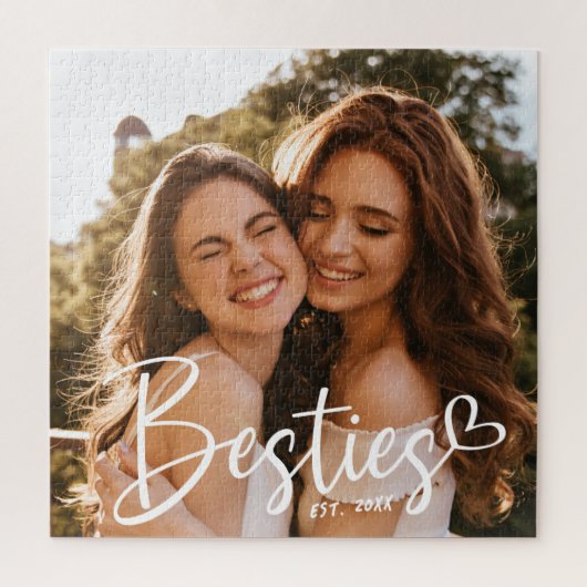 Custom Besties BESTE FREUNDIN Modernes Script Foto Puzzle (Vertikal)