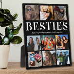 Custom Besties Gift | Bester Freund Fotoplatte<br><div class="desc">Personalisierte Freundschafts-Foto-Plakette mit einem trendigen schwarzen Hintergrund,  der in jede Farbe verändert werden kann,  9 Bilder von Ihnen und Ihre bestie,  und ein niedliches Besten Freund Zitat.</div>