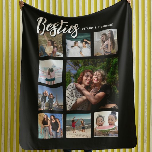 Custom Besties Photo Collage Fleecedecke
