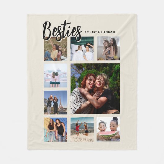 Custom Besties Photo Cream Collage Fleecedecke (Vorderseite)