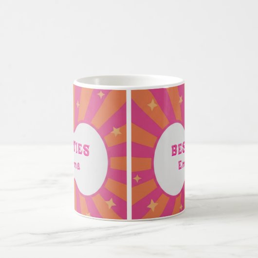 Custom "Besties" Sunburst Personalized Pillow – Em Kaffeetasse (Mittel)